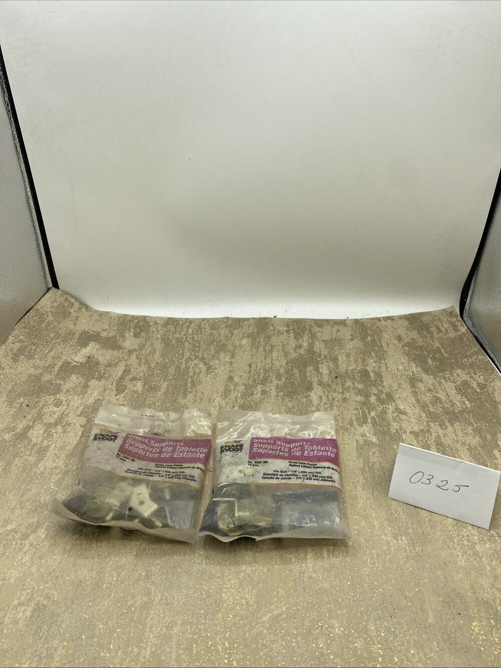 2-Knape & Vogt Brass Look Finish Shelf Support 346P BR/Shelf Pins, 12qty Each 24